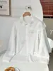 Ropa Femenina Transfronteriza Europea y Americana de Amazon, Camisa Blanca con Flores Tridimensionales Bordadas Estilo Francés, Camisa Suelta de Manga Larga de Alta Gama