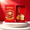 Chaveiro Pingente Dourado do Ano da Ovelha com Decoração em Folha de Ouro Conjunto em Caixa de Presente Personalizado para Negócios Presente Personalizado Atacado