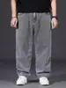 Pantalones Rectos Holgados Casuales para Hombres Jóvenes y de Mediana Edad Resistentes a Manchas de Barro Amarillo y Desgaste Jeans Cortos y Anchos para Hombres