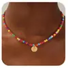 Colar Choker Colorido Coração Turquesa com Letras 26 Letras Europeu e Americano Transfronteiriço, Estiloso e Versátil