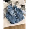 Artículo Popular de Alta Calidad de las Trece Líneas de Guangzhou ~ Principios de Otoño Delgado Holgado Sensación Relajada Cuello Suelto Camisa Cardigan Azul Claro