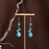 Pendientes colgantes estilo retro artístico estilo exquisito Pendientes bohemios Pendientes de turquesa europeos y americanos estilo étnico clásico