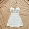 Vestido de Comercio Exterior Transfronterizo de Amazon Verano Estilo Resort Europeo y Americano Falda de Tirantes Sexy Halter Falda Midi Playa