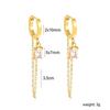 Brincos de Argola Europeus e Americanos Transfronteiriços com Borlas de Zircônia, Design Elegante, Corrente Oval, Brincos de Aço Inoxidável Banhados a Ouro 18K