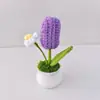 Planta de Tulipa Fechada em Vaso Crochê de Lã Artesanal Transfronteiriça Buquê de Simulação Decoração de Casa Presente de Ano Novo