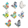 Accesorios para Joyería de Aleación con Goteo de Aceite DIY Colgante de Pájaro Gorrión Colorido Pulsera Llavero Colgante Decorativo W522
