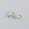 Pendientes de Flor de Cuatro Hojas con Incrustaciones de Diamantes Transfronterizos Europeos y Americanos para Mujer, Flores Geométricas, Moda Francesa, Pendientes Dulces y Versátiles, Lujo Ligero Francés