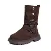 Novas Botas Infantis Outono/Inverno 2026 com Zíper Lateral na Altura da Panturrilha Estilo Britânico Meninas Fivela Retro Uso Dupla Botas Individuais