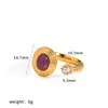 Anillo de Acero Inoxidable con Piedra Natural de Lujo Ligero de Moda para Mujer, Versátil y de Gama Alta, Anillo Abierto de Acero de Titanio que No se Desvanece