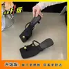 Sandálias Slip-On Estilo Novo Verão 2026 para Mulheres, Adequadas para Usar na Rua, com Saltos Finos, Elegantes Sandálias Pretas de Salto Alto que Combinam com Vestidos