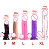 Dildo artificial feminino, transparente como cristal com ovo, pênis falso para masturbação feminina, dildo grande, atacado de brinquedos sexuais