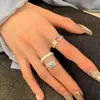 Versión Coreana Ins Moda Anillo de Plata de Ley 925 Esmalte de Colores Smiley m Bean para Mujer Lindo Nicho Anillo Abierto para Dedo Índice