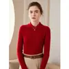 Suéter de Cachemir con Cuello Polo para Mujer, Nueva Moda Otoño e Invierno Ajuste Delgado Camisa Interior, Camisa Base de Punto de Cachemir de Manga Larga