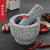 Molino de Piedra Pequeño para el Hogar Picador de Ajo Antiguo Molinillo Manual Olla para Moler Medicamentos Mortero y Mano de Ajo Tallado en Piedra Natural