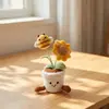 Venta Caliente Transfronteriza Hilo Ganchillo Planta en Maceta Rosa Girasol Abejita Maceta Linda Decoración Adorno Estilo Curativo