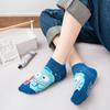 Calcetines de Algodón Peinado Transfronterizos Lindos Dibujos Animados Perro Blanco Pez Azul Rectos Casuales Cortos de Tobillo Algodón Puro Bajos