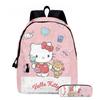 3D Nuevo Producto HelloKitty Dibujo Animado Lindo Sanrio Hello Kitty Mochila Estudiante Bolsa Escolar Estuche Dos Piezas Set