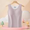 Chaleco térmico de terciopelo para niña con posavasos de una sola pieza Parche de seda protección abdominal cómoda camiseta interior cepillada