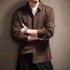 Camisa modal texturizada retro de alta gama para hombre, nuevo estilo de otoño, marca de moda, camisa casual holgada estilo 'old money'