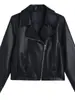 Chaqueta corta de piel de oveja versátil para mujer, otoño e invierno 2026, corte holgado, cuello de solapa, chaqueta de motociclista, negra, abrigo de alta gama