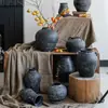 Estilo Silencioso Jarrón Vintage Cerámica Gruesa Jarra de Cerámica para Casa de Huéspedes Nuevo Estilo Chino Cerámica Inserto para Flores Secas Maceta de Balcón Decoración del Hogar