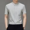 Camisa de Manga Corta para Hombre 25 Años Verano Lino Gama Alta Lujo Sin Costuras No Planchar Hielo Seda para Hombre