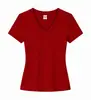 Hilo de spandex de 230 g, 92 % algodón, 8 % spandex, camiseta de mujer con cuello en V, estilo regular, casual, moderna, cómoda, versátil, con diseños estampados y bordados