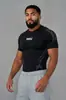Camiseta Deportiva de Manga Corta Youngal Estilo Americano Fitness Muestra Muscular Running Moda Tendencia Entrenamiento Corte Ajustado Secado Rápido