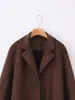 Ropa Nueva para Mujer Otoño e Invierno 2025 Europea y Americana Transfronteriza Moda Europea y Americana Gabardina con Cuello de Solapa de Gamuza con Cinturón para Mujer