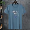 Camiseta Masculina de Manga Curta, Algodão Lycra Elástico, Tamanho Grande Oversized, Camiseta Básica para Homens Grandes, Top Estampado Tendência