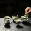 Gaiwan de três talentos com janela de gardênia esculpida Mojibushi, conjunto de chá Kung Fu de cerâmica com lótus pintado à mão, gaiwan para uso doméstico