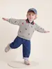 Sudadera para niños jellybaby otoño camisa polo infantil color block ropa para niños pequeños estampada conjunto de otoño para bebé de 5 años