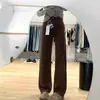 Jeans Melard de Pierna Recta Color Café para Mujer, Nuevo Estilo 2025, Forrados de Felpa, Marrón, de Tiro Alto, Corte Ajustado, Pantalones de Pierna Recta Estrecha Ancha hasta el Suelo