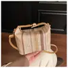 Tendência de Moda 2026 Design Listrado Palha Trançada Bolsa Pequena Quadrada de Ombro Único Elegante Bolsa Grande de Palha Trançada para o Dia a Dia para Mulheres