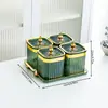 Recipiente de almacenamiento hermético para cocina, apto para alimentos, caja de plástico cuadrada transparente para granos y fideos, a prueba de moho y humedad.