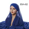 Nuevo Hijab Conveniente de Gasa Universal para las Cuatro Estaciones Bufanda Lisa de Gasa Sombrero con Cinta Cruzada en la Frente para Mujer