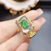 Anillo de Esmeralda Natural Popular al por Mayor de Fábrica Plata S925 Incrustado con Piedra Principal 5*7 Joyería de Lujo Venta Directa de Fábrica