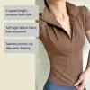 Top Deportivo Corto Zeriluna de Cintura Alta Elástica Ceñidor de Cintura Ajustado de Secado Rápido Fabricante de Fitness Venta al por Mayor Camisa POLO