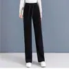 Pantalones de pierna ancha y estrecha para mujer, Nuevo estilo Otoño e Invierno, Forro polar, Caída fluida, Adelgazantes, Realzan la altura, Pantalones largos casuales de pierna recta, Pantalones de pana