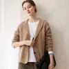 26 Otoño Invierno Nuevo Retro de un Solo Botón Cuello Alto con Capucha Suéter de Cachemira para Mujer Cárdigan de Punto Casual