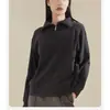 Suéter auto-calentable de terciopelo alemán para mujer, primavera, otoño e invierno 2024, nuevo, media cremallera, manga larga, top holgado, todo-partido, jersey para ir al trabajo