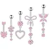 Mariposa de Zirconia para Piercing de Ombligo al por Mayor Acero Inoxidable Nuevo Nicho para Mujer Forma de Corazón Brillante Alas de Diamante Anillo de Ombligo Perforado Colgante