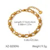 Pulseira de Aço Inoxidável Dourado 18K Estilo Europeu e Americano Transfronteiriça Luxo Acessível Pulseira de Aço Titânio de Alta Qualidade Corrente Cubana Artesanal para Mulheres