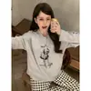 Pijama para Mujer de Primavera y Otoño, Nuevo Estilo Algodón Imitación Cuello Redondo Manga Larga Dulce y Lindo Casual Estudiante Ropa de Casa Conjunto que se Puede Usar Afuera