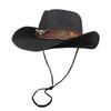 Sombrero de Paja Vaquero Denim Occidental para Hombre Verano Vintage Protección Solar Sombrero de Jazz Sombrero para el Sol Vacaciones de Mujer Sombrero de Paja con Visera