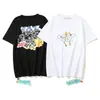 Comercio Exterior Transfronterizo Estilo Nuevo de Verano Ow Patrón de Dibujos Animados Cuello Redondo Suéter Manga Corta Unisex Una Pieza Venta al por Mayor Dropshipping