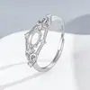 Anel de prata de lei maciça S925 com cravação tipo ovo de pomba 4x6mm para DIY de anel de diamante com design de flor de íris oca vintage francês