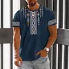 Camiseta de Manga Corta con Estampado 3D Estilo Étnico Retro Europeo y Americano 2025 Nueva Primavera y Verano para Hombre Cuello Redondo Ojo de Horus