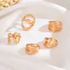Anillo Minimalista de Capas Múltiples Set Anillo de Dedo Estilo Cool Europeo y Americano Metal Brillante Moda Retro Anillo de Nudillo Liso Joyería