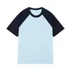 Camiseta de Algodón Puro con Bloques de Color Ropa Familiar Logo Personalizado Transfronteriza 200g Manga Corta Ropa Familiar Camiseta Cultural Raglán para Niños